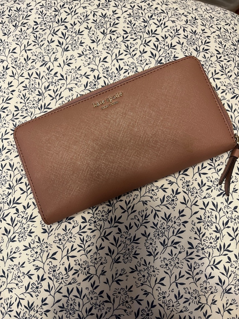 kate spade Leather Zip-Around Wallet in Rose Taupe